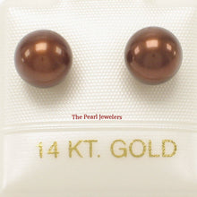 Load image into Gallery viewer, AAA 7–7.5 mm High Luster Chocolate Cultured Pearl Stud Earrings