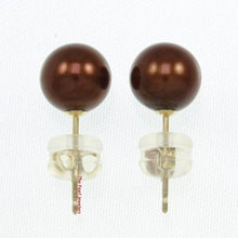 Load image into Gallery viewer, AAA 7–7.5 mm High Luster Chocolate Cultured Pearl Stud Earrings