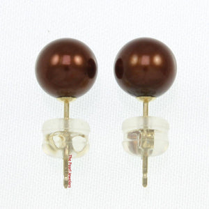 AAA 7–7.5 mm High Luster Chocolate Cultured Pearl Stud Earrings