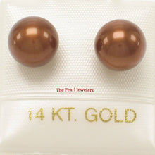 Load image into Gallery viewer, AAA 7.5–8 mm High Luster Chocolate Cultured Pearl Stud Earrings