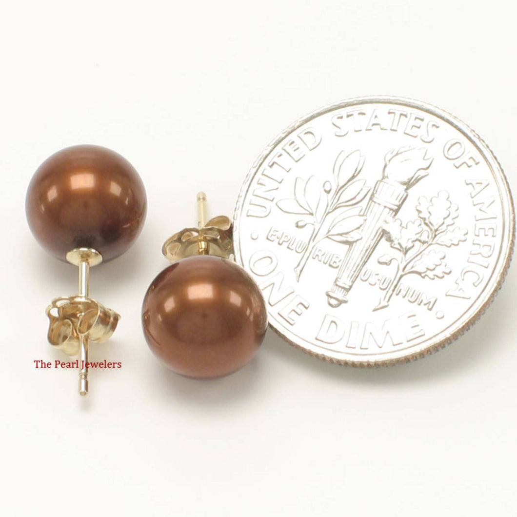 AAA 7.5–8 mm High Luster Chocolate Cultured Pearl Stud Earrings