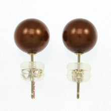 Load image into Gallery viewer, AAA 7.5–8 mm High Luster Chocolate Cultured Pearl Stud Earrings