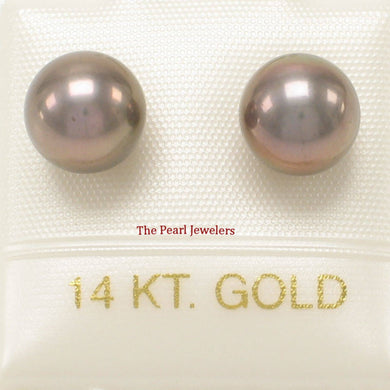 AAA 7–7.5 mm High Luster Eggplant Cultured Pearl Stud Earrings