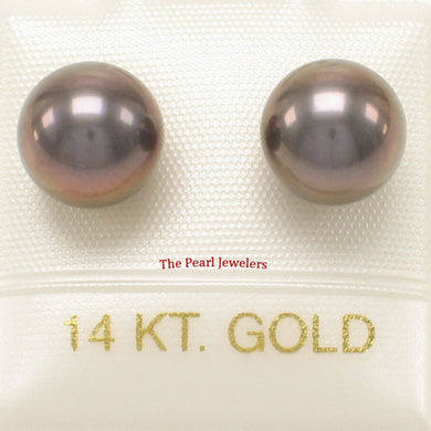 AAA 7.5–8 mm High Luster Eggplant Cultured Pearl Stud Earrings