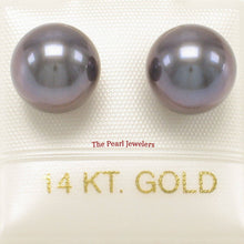 Load image into Gallery viewer, AAA 8.5–9 mm High Luster Eggplant Cultured Pearl Stud Earrings