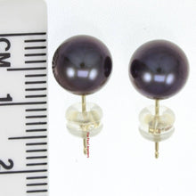 Load image into Gallery viewer, AAA 8.5–9 mm High Luster Eggplant Cultured Pearl Stud Earrings