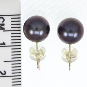 AAA 8.5–9 mm High Luster Eggplant Cultured Pearl Stud Earrings