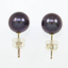 Load image into Gallery viewer, AAA 8.5–9 mm High Luster Eggplant Cultured Pearl Stud Earrings