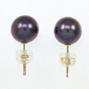 AAA 8.5–9 mm High Luster Eggplant Cultured Pearl Stud Earrings