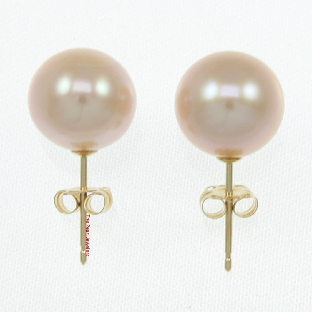 AAA 9–9.5 mm High Luster Lavender Cultured Pearl Stud Earrings