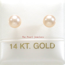 Load image into Gallery viewer, 14kw Gold AAA 4–5 mm High Luster Peach Cultured Pearl Stud Earrings