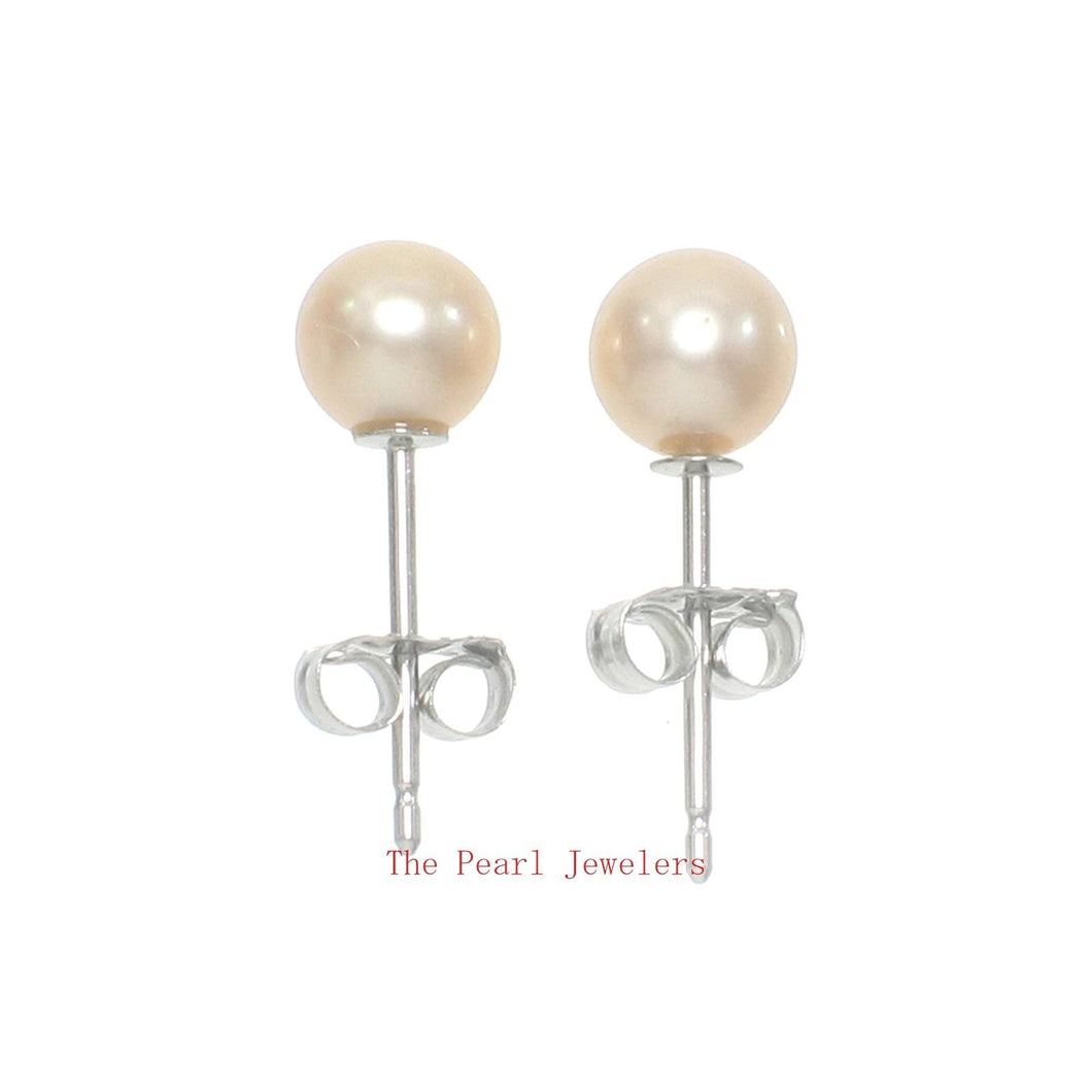 14kw Gold AAA 4–5 mm High Luster Peach Cultured Pearl Stud Earrings
