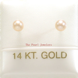 AAA 3.5 mm High Luster Peach Cultured Pearl Stud Earrings