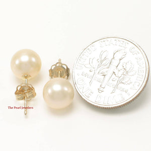 AAA 7–7.5 mm High Luster Peach Cultured Pearl Stud Earrings