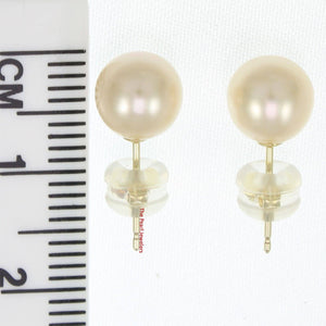 AAA 7–7.5 mm High Luster Peach Cultured Pearl Stud Earrings