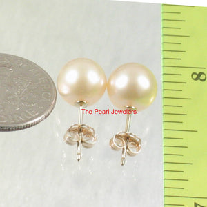 AAA 7.5–8 mm High Luster Peach Cultured Pearl Stud Earrings