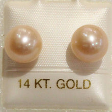 Load image into Gallery viewer, AAA 8.5–9 mm High Luster Peach Cultured Pearl Stud Earrings