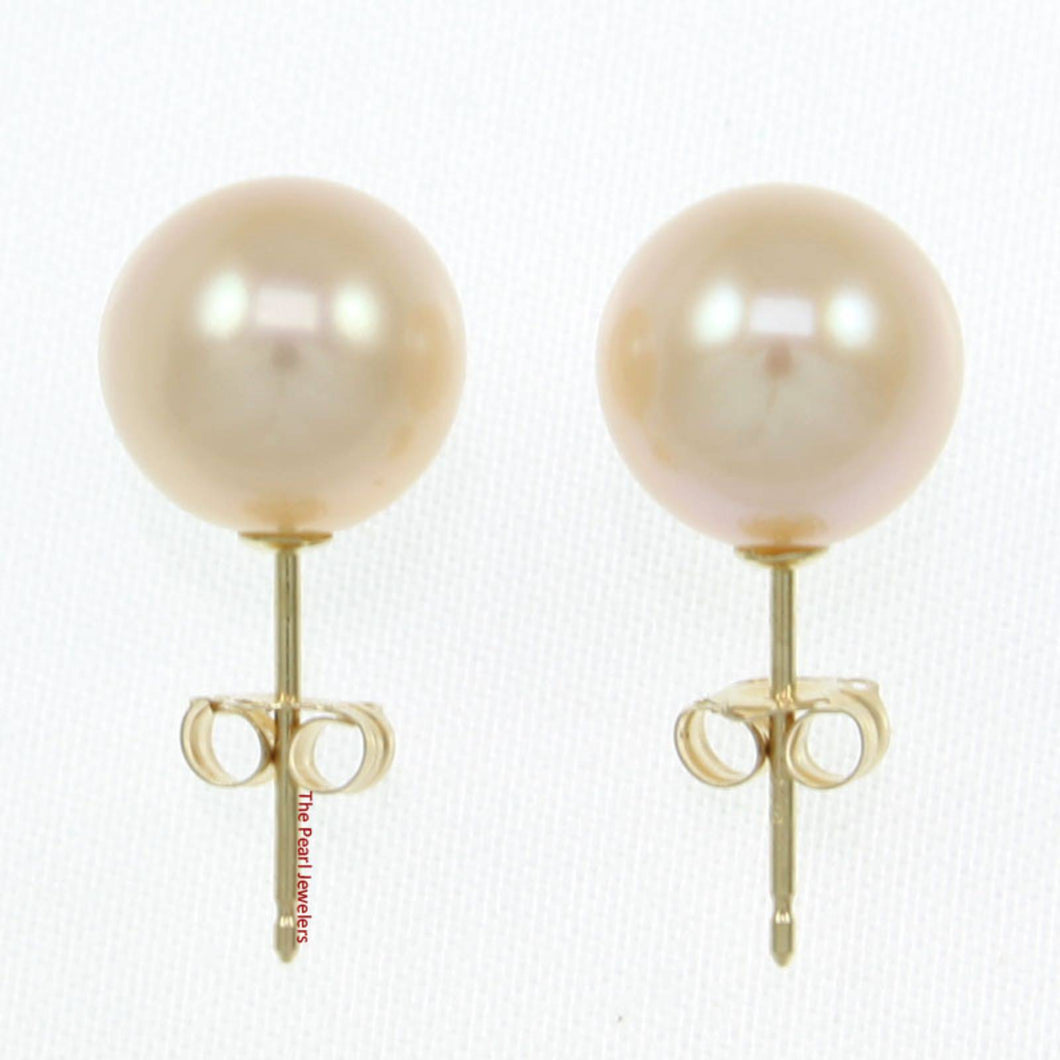 AAA 8.5–9 mm High Luster Peach Cultured Pearl Stud Earrings