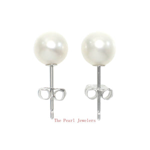 AAA 6–6.5 mm High Luster White Cultured Pearl Stud Earrings