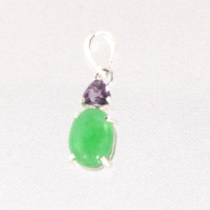 Amethyst & Green Jade Sterling Silver Pendant