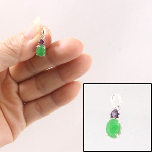 Amethyst & Green Jade Sterling Silver Pendant