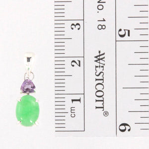 Amethyst & Green Jade Sterling Silver Pendant