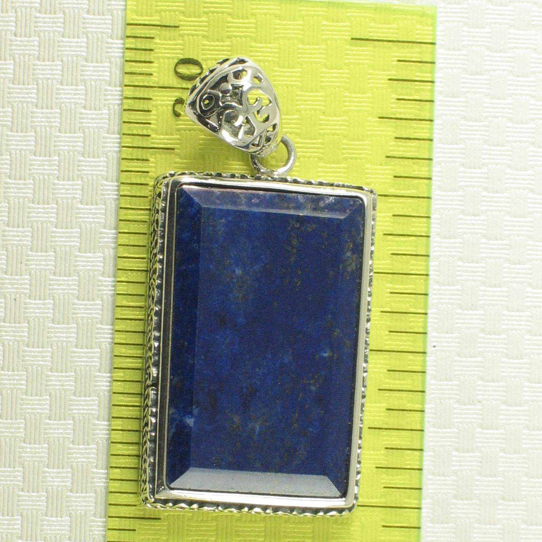 Antique-Style Blue Lapis Rectangle Pendant