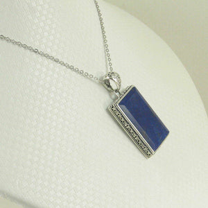 Antique-Style Blue Lapis Rectangle Pendant