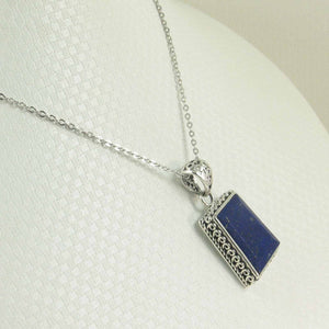 Antique-Style Blue Lapis Trapezoid Pendant