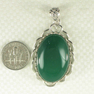 Antique-Style Cabochon Oval Green Agate Pendant
