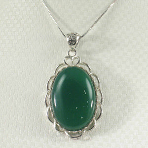 Antique-Style Cabochon Oval Green Agate Pendant