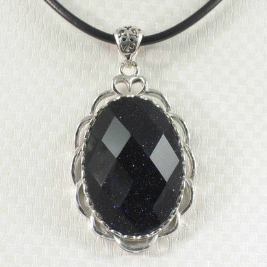 Antique-Style Faceted Oval Blue Sandstone Pendant