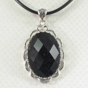 Antique-Style Faceted Oval Blue Sandstone Pendant