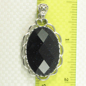 Antique-Style Faceted Oval Blue Sandstone Pendant
