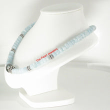 Load image into Gallery viewer, Aquamarine &amp; Silver Bali Beads Black Tahitian Pearl Necklace