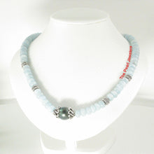 Load image into Gallery viewer, Aquamarine &amp; Silver Bali Beads Black Tahitian Pearl Necklace