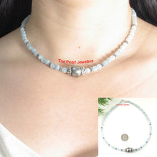 Load image into Gallery viewer, 5mm Aquamarine &amp; Gold-Plated Bali Beads Black Tahitian Pearl Necklace