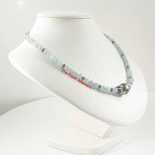 Load image into Gallery viewer, 5mm Aquamarine &amp; Gold-Plated Bali Beads Black Tahitian Pearl Necklace