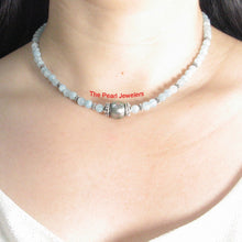 Load image into Gallery viewer, 5mm Aquamarine &amp; Gold-Plated Bali Beads Black Tahitian Pearl Necklace