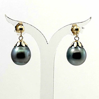 Baroque Tahitian Pearl Dangle Earrings – 14k Yellow Gold