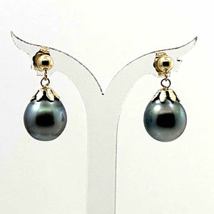 Baroque Tahitian Pearl Dangle Earrings – 14k Yellow Gold