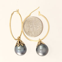 Load image into Gallery viewer, Baroque Tahitian Pearl Hoop Dangle Earrings – 14k Yellow Gold
