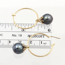 Load image into Gallery viewer, Baroque Tahitian Pearl Hoop Dangle Earrings – 14k Yellow Gold