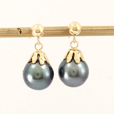 Baroque Tahitian Pearl Dangle Earrings – 14k Yellow Gold