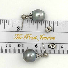Load image into Gallery viewer, Baroque Tahitian Pearl Dangle Earrings – 14k White Gold