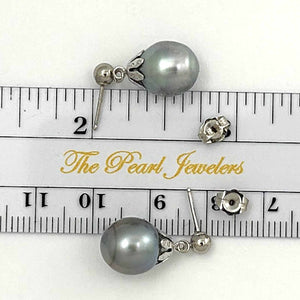 Baroque Tahitian Pearl Dangle Earrings – 14k White Gold