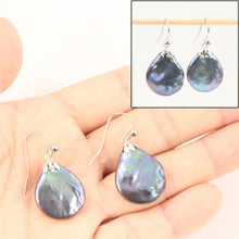 Load image into Gallery viewer, 14k White Gold Fishhook Baroque Coin Pearl Dangle Earrings