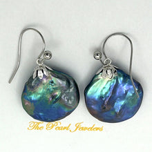 Load image into Gallery viewer, 14k White Gold Fishhook Baroque Coin Pearl Dangle Earrings