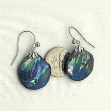 Load image into Gallery viewer, 14k White Gold Fishhook Baroque Coin Pearl Dangle Earrings