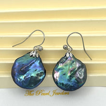 Load image into Gallery viewer, 14k White Gold Fishhook Baroque Coin Pearl Dangle Earrings